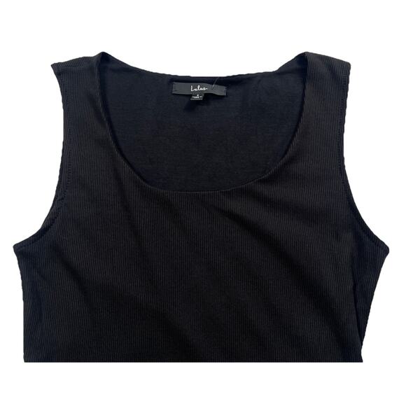Lulus Bodysuit Womens Small Black Ribbed Jersey Knit Tank Straps High Back NWT - Picture 4 of 10